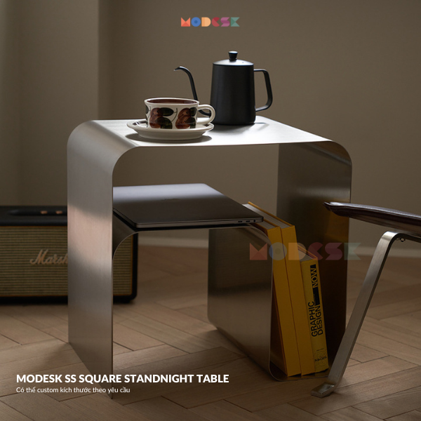 [Bàn trà decor inox304] Modesk SS Square Standnight Table