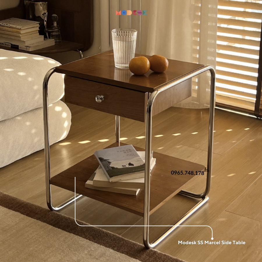 Modesk SS Marcel Side Table (Màu kính: Trắng Trơn [101SH-Smooth white])