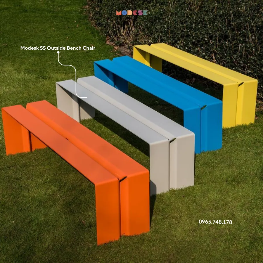 [MOSSCH0102] Modesk PS Outside Bench Chair/ Ghế ngồi ngoài trời sắt sơn tĩnh điện/D1500xR400xC450mm