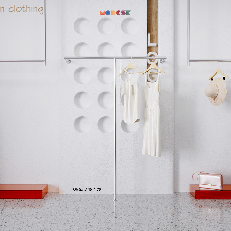 Sào Leo Tường Chân T - Modesk SS Wall Clothing Rack Treo Quần Áo Đa Năng Inox 304 Chịu Lực Cao