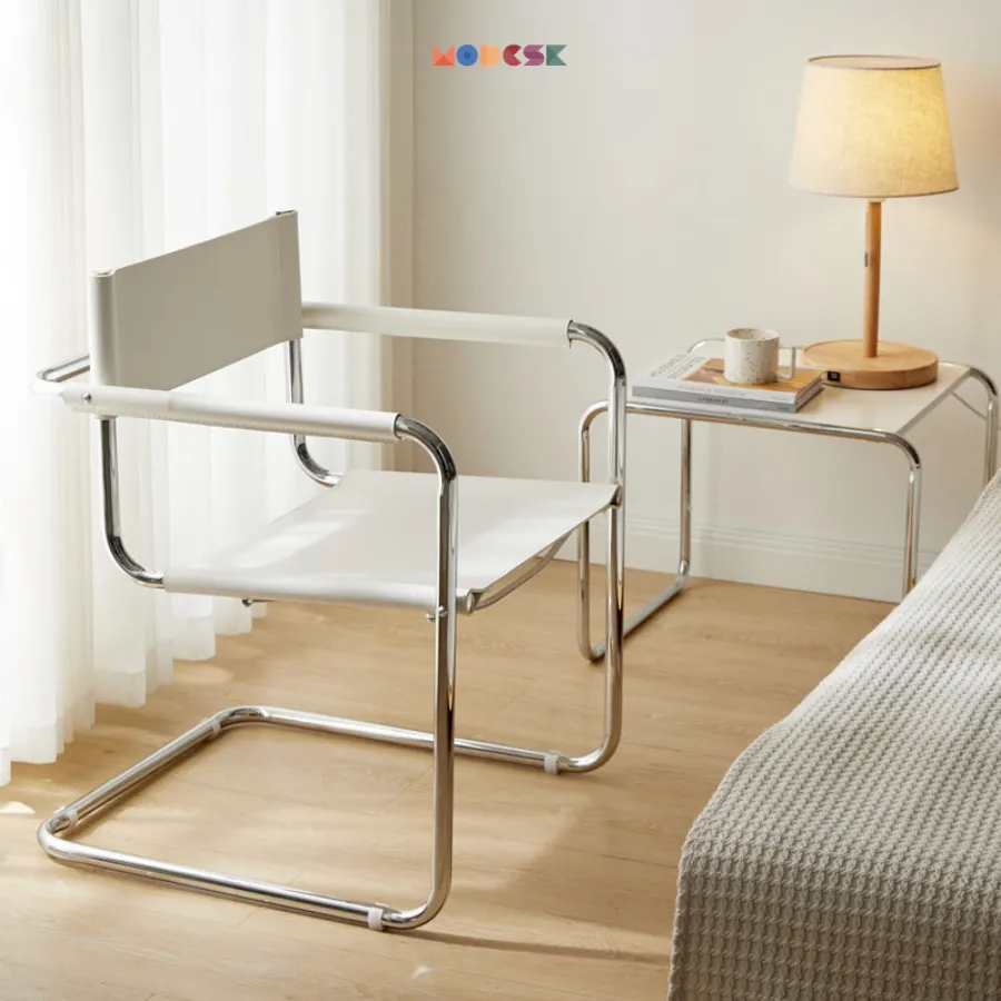 Modesk SS Home Office Arm Chair/ Ghế decor/ Ghế ngồi làm việc D500xR500xC800 mm [Khung Inox 304]