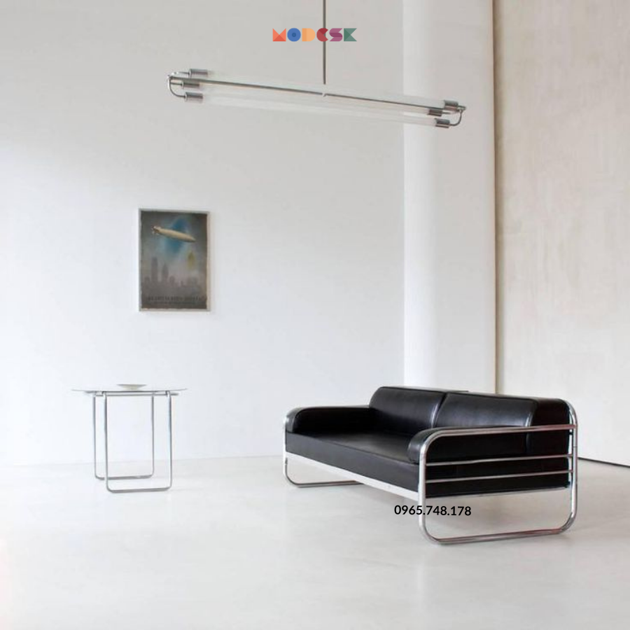 Modesk SS Tubular Black Chrome Sofa/Ghế sofa hiện đại cho phòng khách/D1690xR740xC640mm