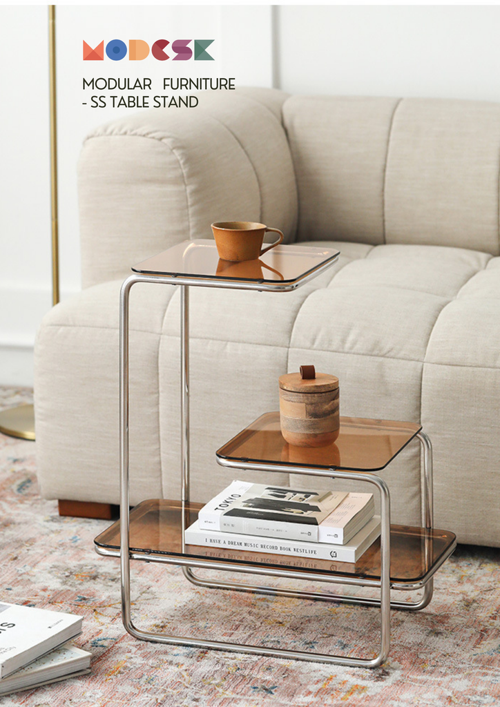 Kệ Sofa, kệ Đầu Giường MODESK SS Sofa Stand Table khung Inox 304 Kính Cường Lực [phòng khách - quán cafe]