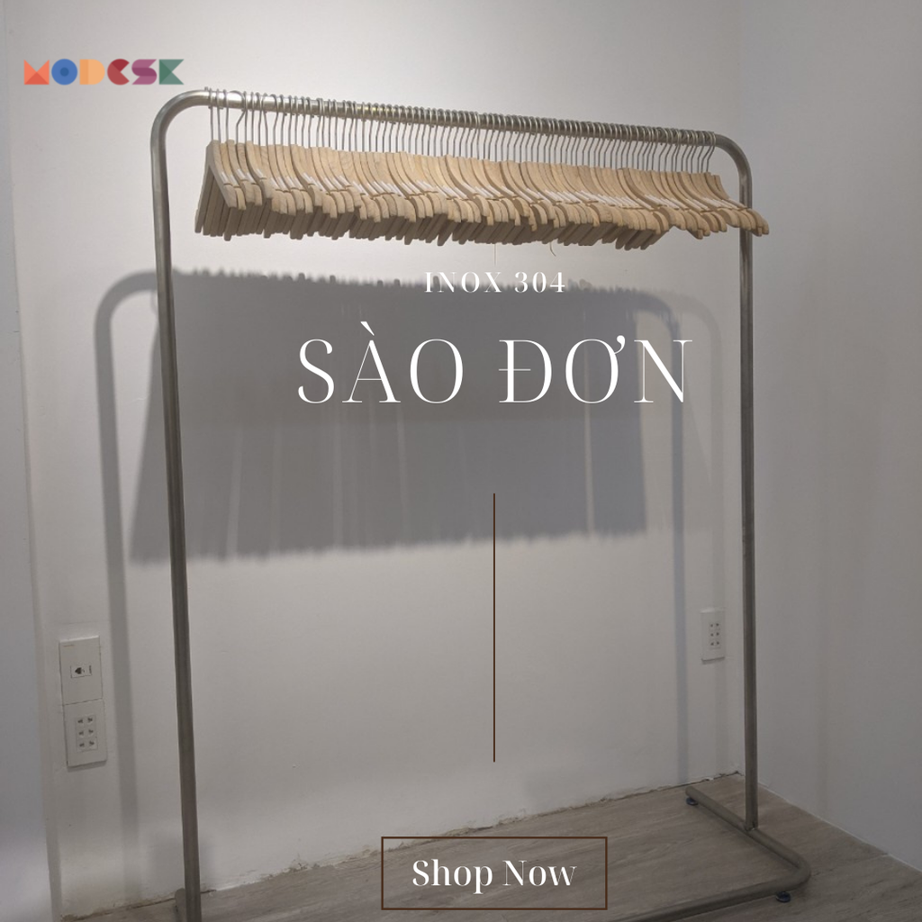 Sào đơn inox treo quần áo  - Giá treo quần áo shop thời trang
