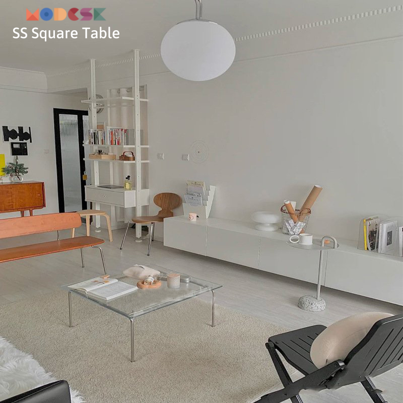 Bàn Sofa, bàn trà vuôngModesk SS Square Table khung inox 304 - kính cường lực [phòng khách - quán cafe]