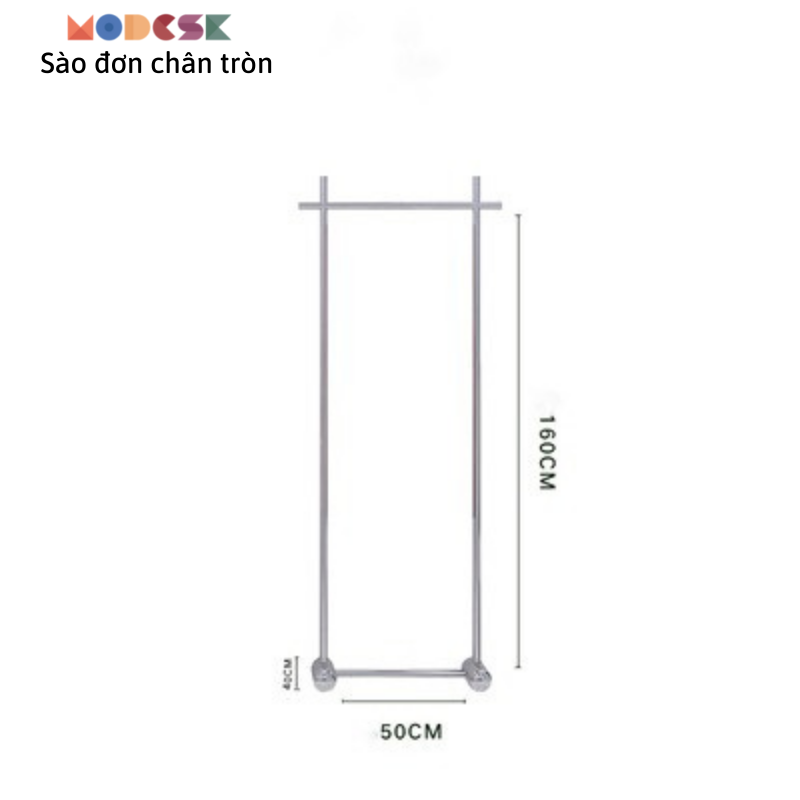 Sào đơn chân tròn - Sào treo quần áo shop thời trang - Khung inox 304 - Giá treo quần áo