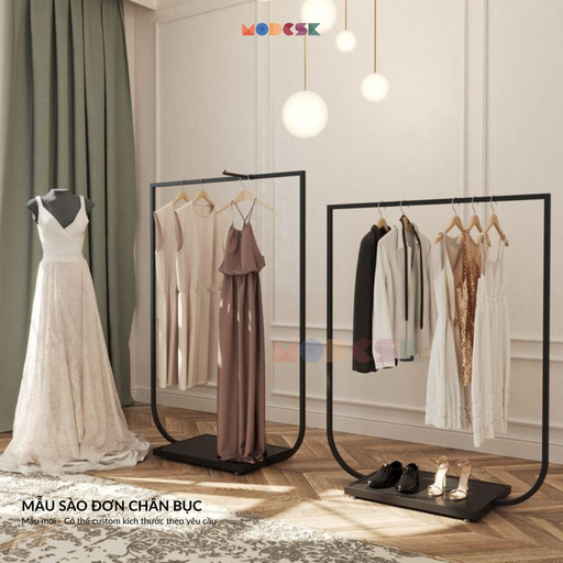 Modesk PS Back Floor Standing Rack/ Sào đơn chân bục gỗ/ D1200xR400xC1200